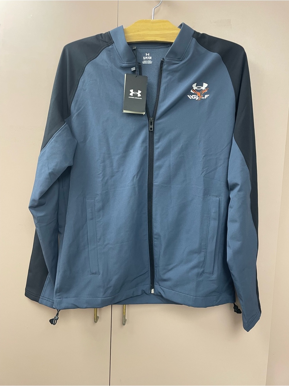 Under Armour Men’s Golf Woven Bomber Track Jacket Blue Black Size Small NWT